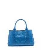 Nancy Gonzalez Crocodile Rectangle Tote Bag, Cerulean, Women's, Blue I98