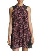 Geometric-print Shift Dress, Crushed Berry