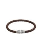 Men's Braided Leather Magnetic Bracelet, Brown