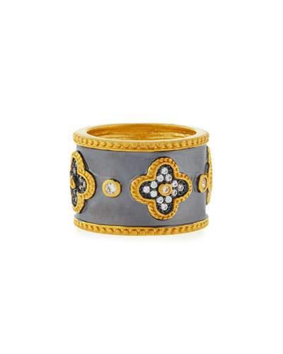 Pav&eacute; Clover Cigar Band Ring