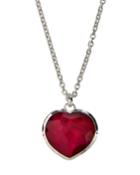 Wonderland Large Heart Pendant Necklace In Raspberry