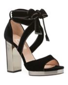 Velvet Ankle Wrap Mirrored-heel