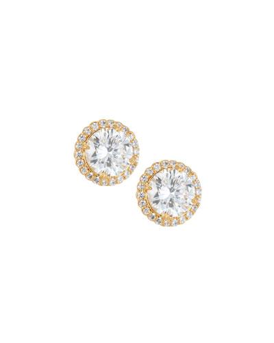22k Gold-plated Cz Stud Earrings, Clear