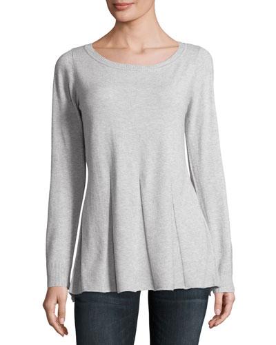 Boat-neck Godet-pleat