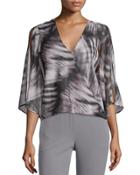 Slit Sleeve Wrap Blouse, Black