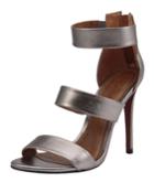 Daisy Metallic Leather Sandals, Pewter
