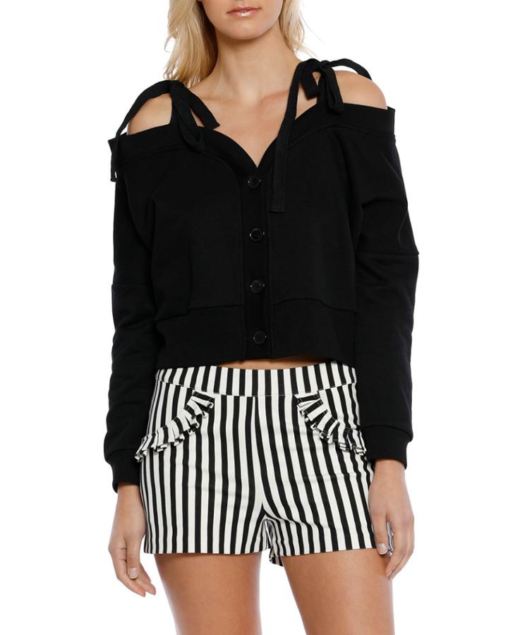 Isable Cold-shoulder Button-down Cropped Cardigan