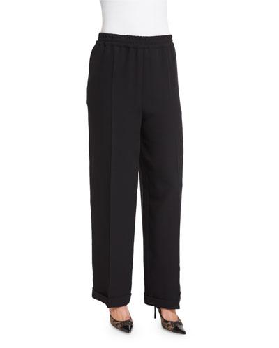 High-waist Wide-leg Pants, Nero