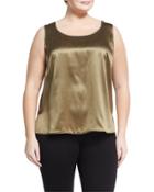 Cleo Metallic-trim Sleeveless Blouse, Green,