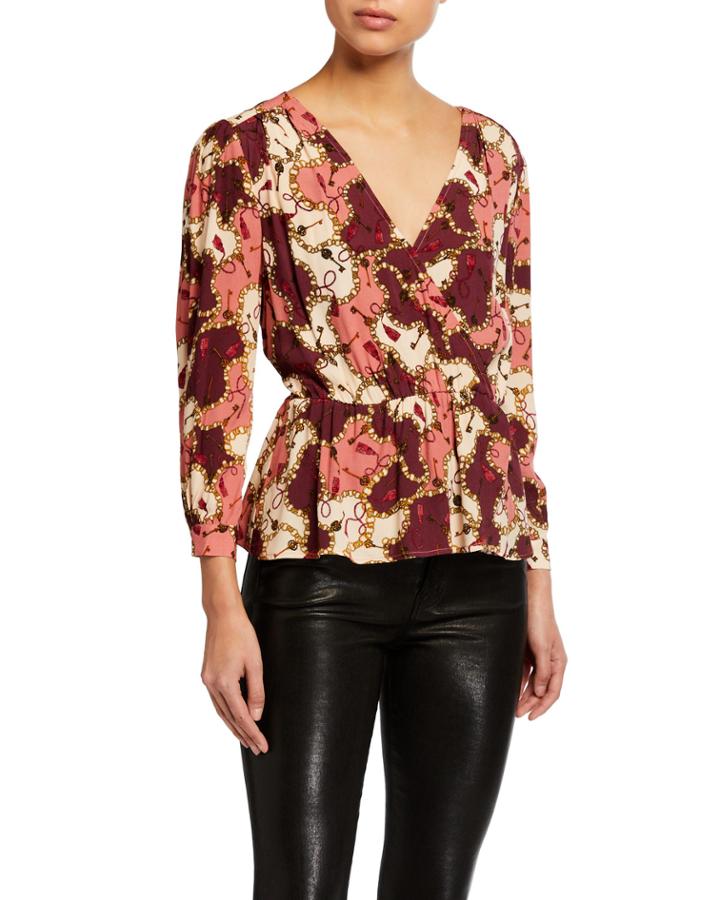 Claremont Faux-wrap Printed Blouse