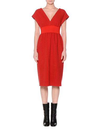 Cap-sleeve V-neck Easy Dress,