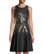 Sequin Floral Fit-and-flare Dress