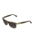 Hugh Square Acetate Sunglasses, Gray/green