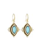 Old World Turquoise & Diamond Marquise Drop Earrings