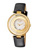 36mm Vittorio Golden Watch W/ Diamond Dial, Black Band