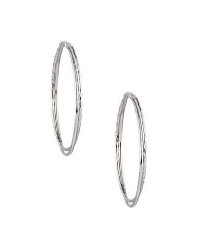 Large Twisted Hoop Earrings, Rhodium-tone