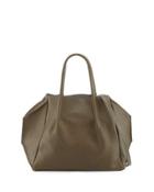 Zoe Small Leather Tote Bag, Olive