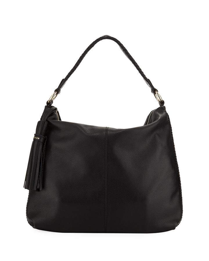 Adalee Leather Hobo Bag With Tassel