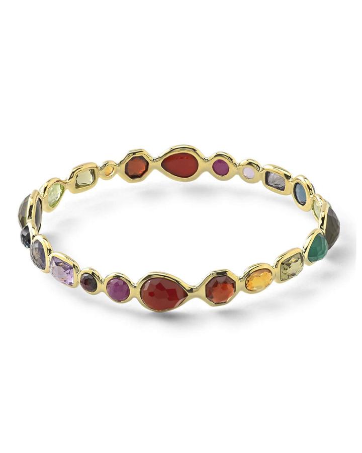 18k Gold Rock Candy Fall Rainbow Bangle Bracelet