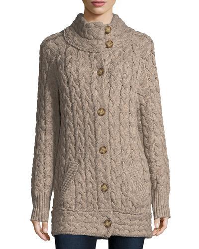 Wool-blend Cable-knit Cardigan