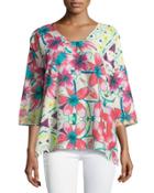 Barra Floral-print 3/4-sleeve Blouse,