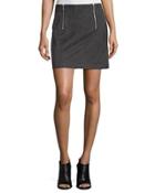 Two-zip Faux-suede A-line