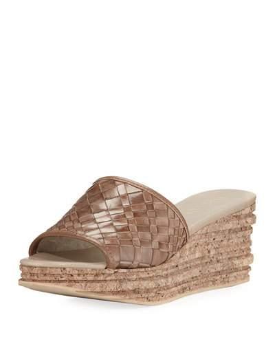 Amella Woven Slide Wedge Sandal,
