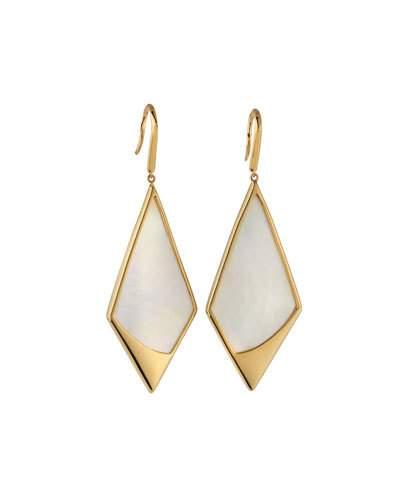 14k Yellow Gold Satin Kite Mother-of-pearl Drop Earrings