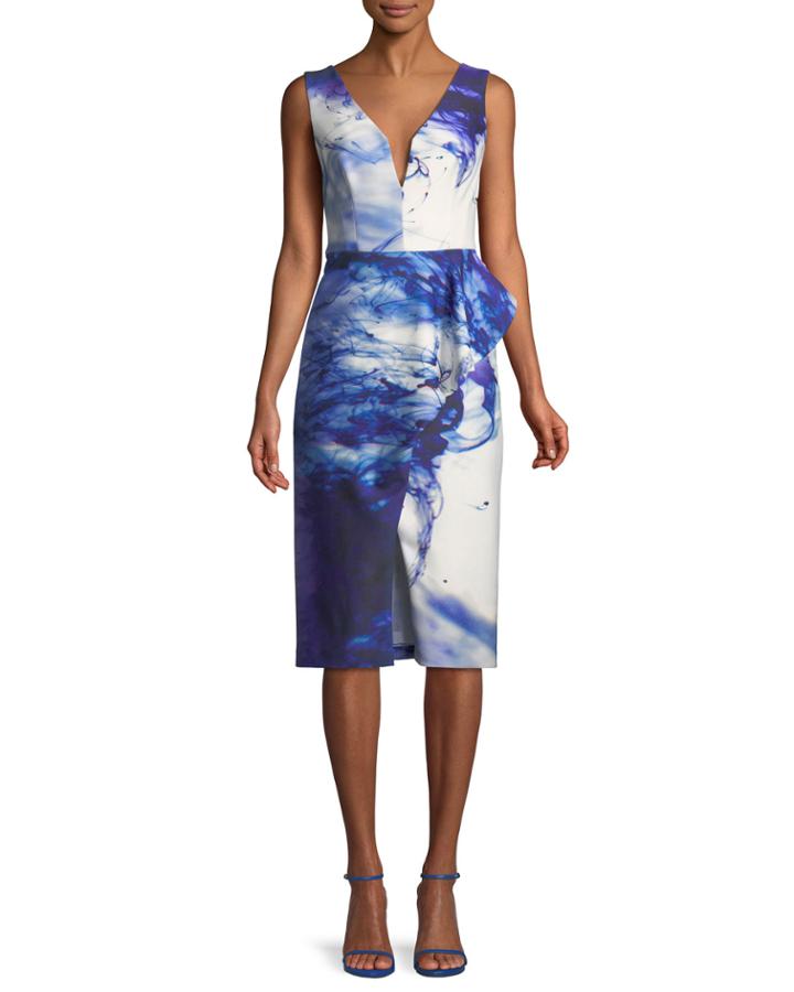 Hendricks V-neck Asymmetric Ruffle Dress