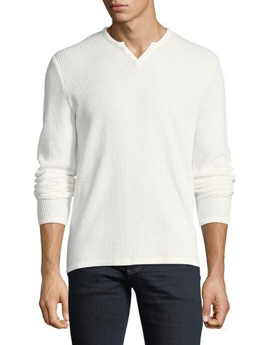 Waffle-knit Long-sleeve Henley