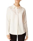 Lula Button-front Long-sleeve Lace Inset