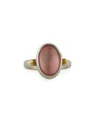 Oval Stone Ring In Pink Quartz,