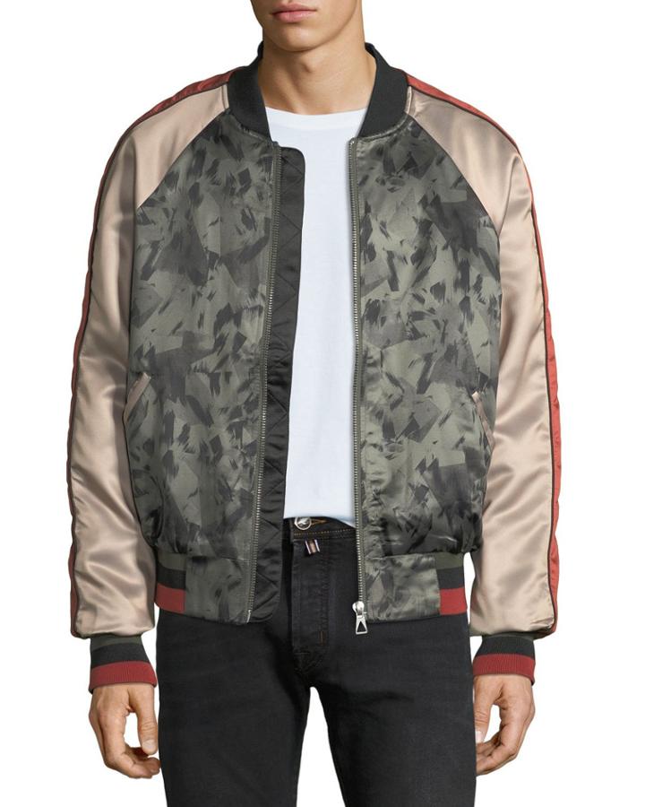 Mixed Satin Light Bomber Jacket