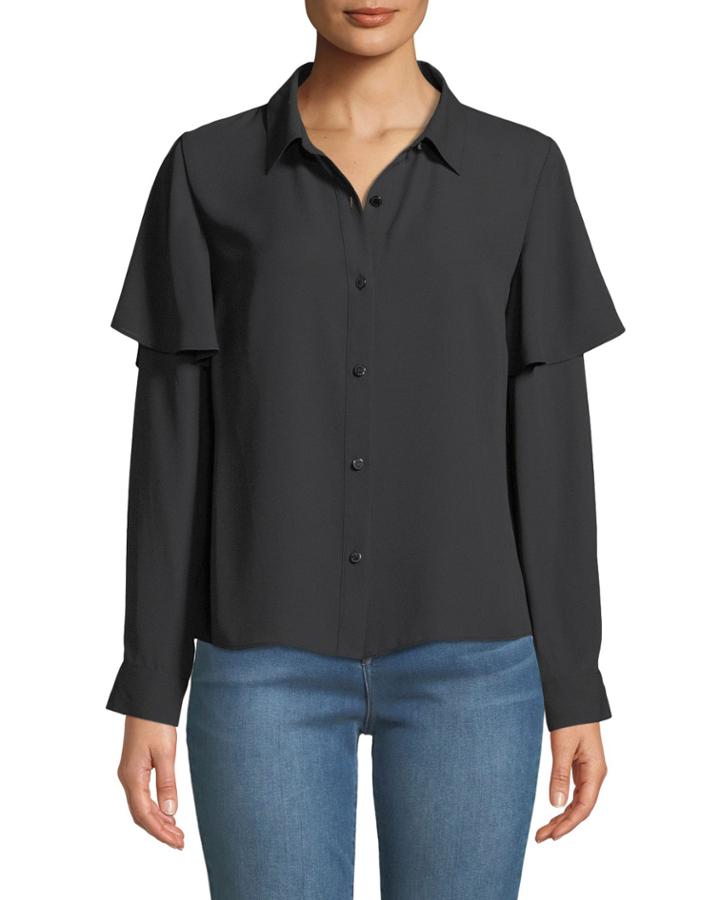 Long-sleeve Button-down Blouse