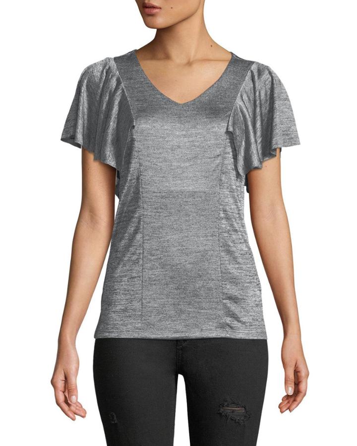 Metallic-knit Ruffle