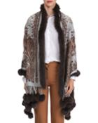 Paisley Cashmere Stole W/ Fur Trim