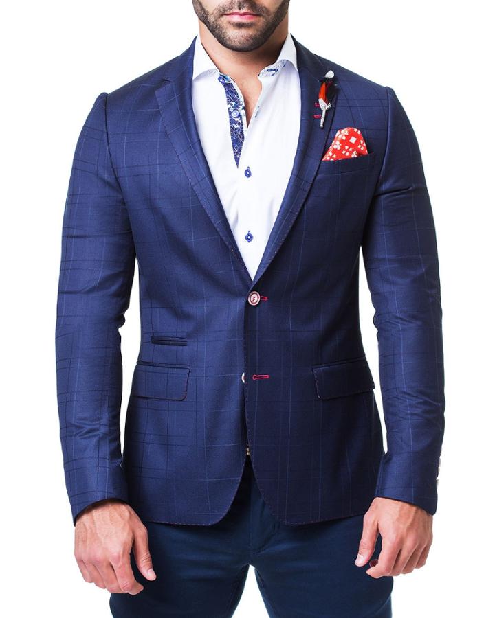 Men's Blazer In Descartes Paint, Blue