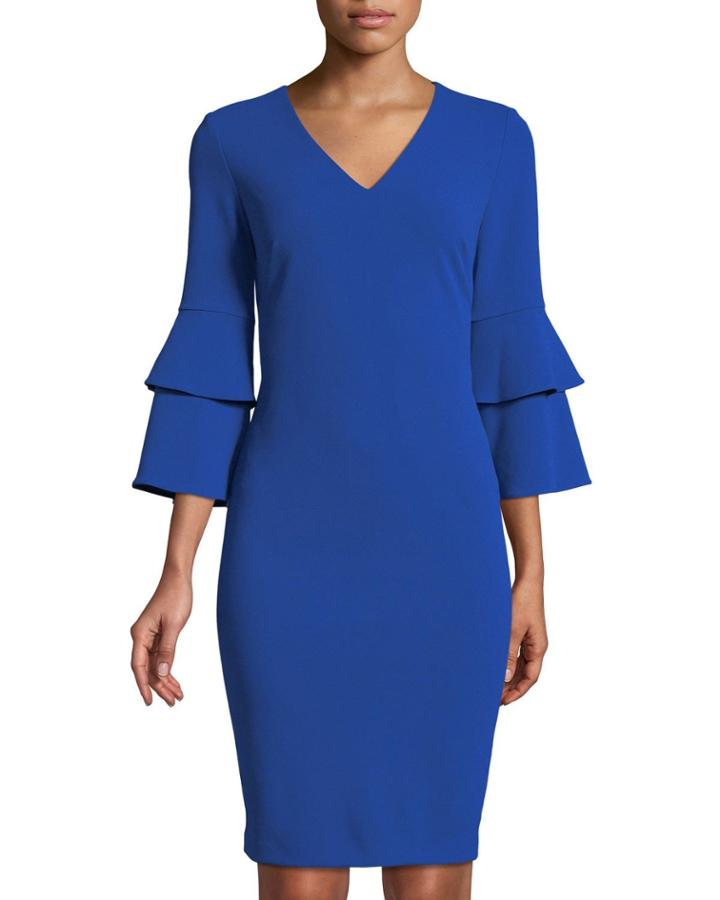 Tiered-sleeve V-neck