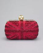 Crystal Britannia Box Clutch Bag, Dark Cherry