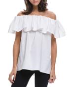 Off-the-shoulder Ruffle Overlay Blouse