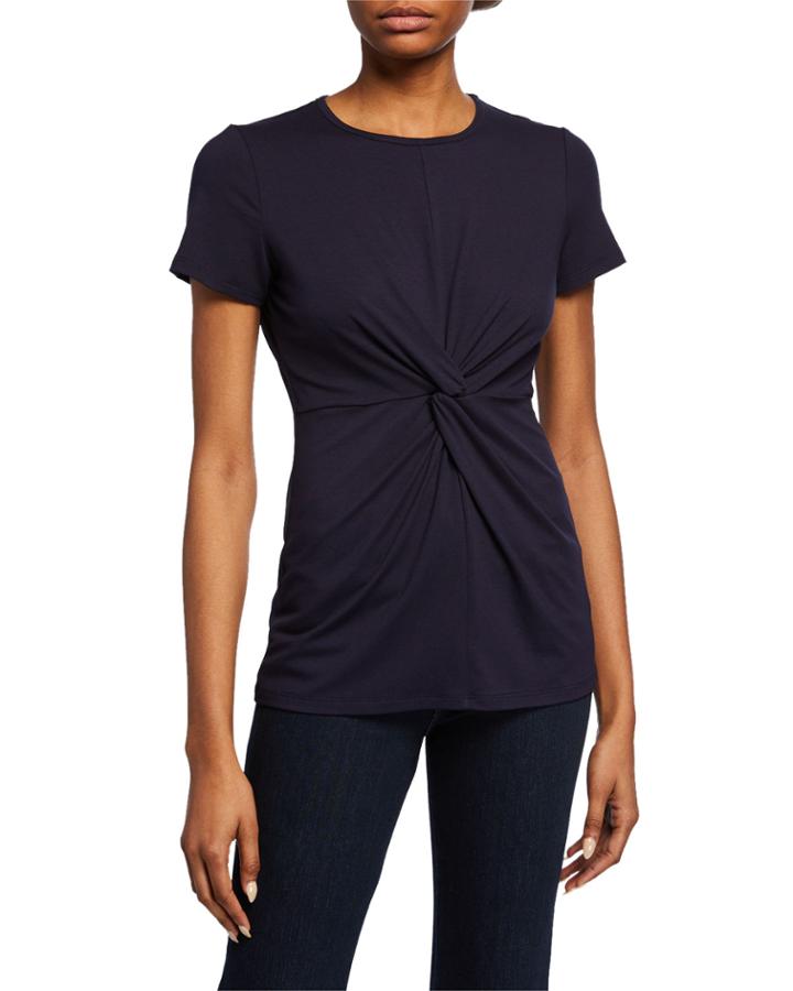Short-sleeve Knotted-front Tee