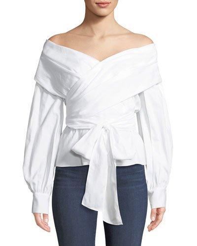 Long-sleeve Wrap Blouse