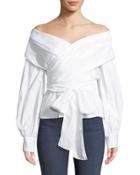 Long-sleeve Wrap Blouse
