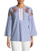 Embroidered Bell-sleeve Tunic