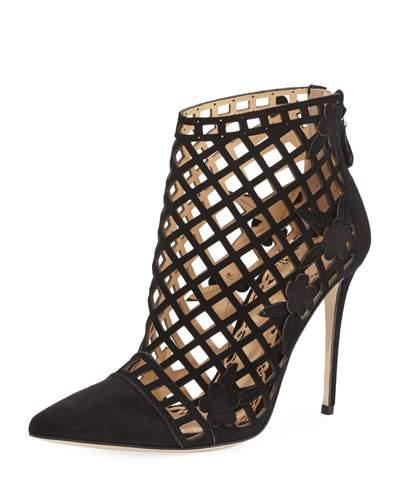 Camilla Flower Evening Bootie, Black