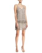 Wild Rose Embellished Tulle Mesh Mini Cocktail Dress
