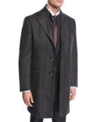 Single-breasted Herringbone Wool Top Coat