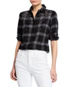Beaded Plaid Button-down