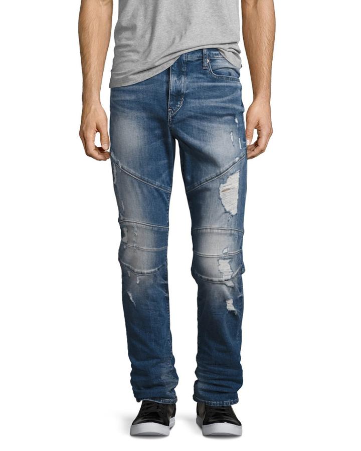 Geno Simple Moto Slim-straight Jeans, Blue