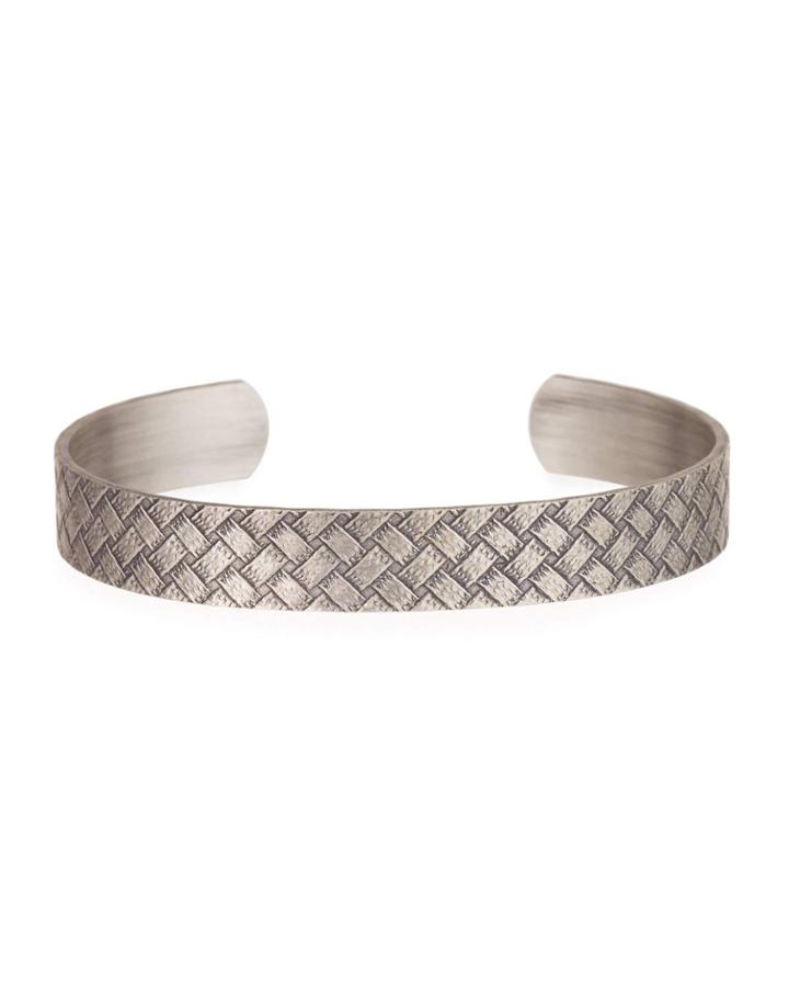 Men's Basketweave Open Cuff Bracelet